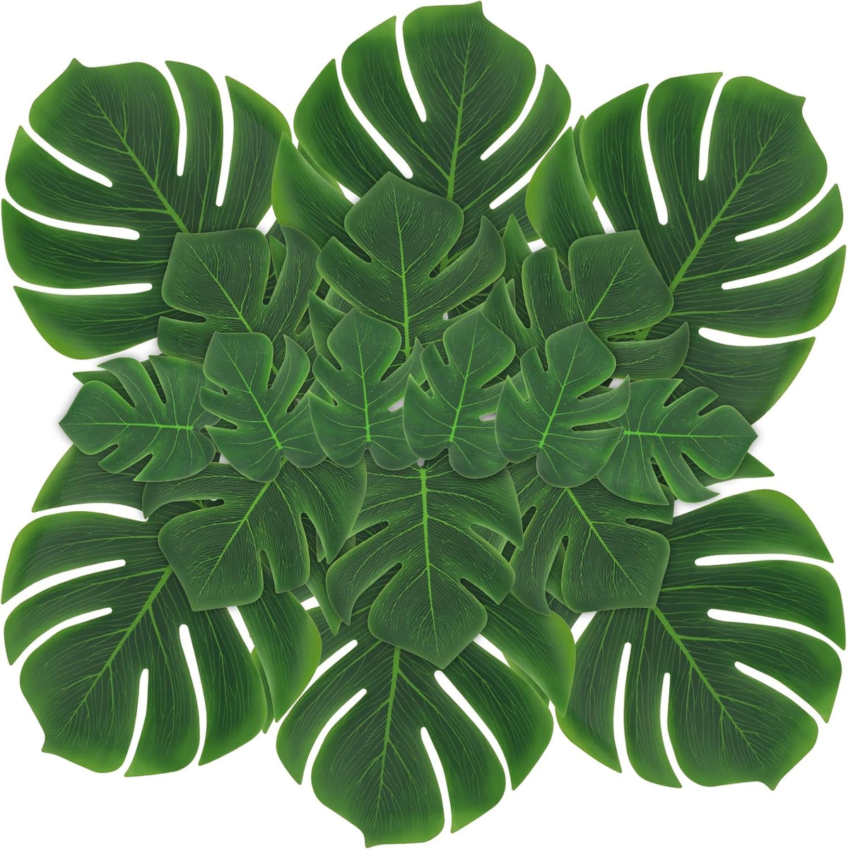 Fake Plant Palm Monstera Leaves for Party Table Wall Decor, 18 Pcs