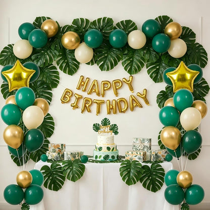 Fake Plant Palm Monstera Leaves for Party Table Wall Decor, 18 Pcs