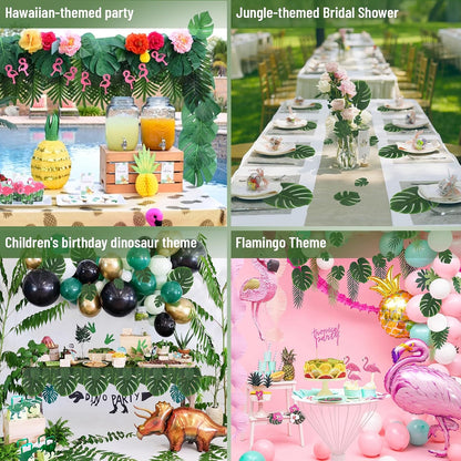 Fake Plant Palm Monstera Leaves for Party Table Wall Decor, 18 Pcs