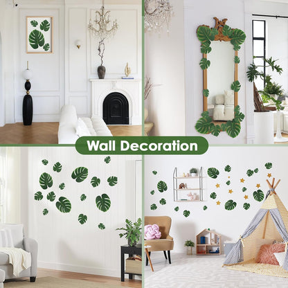Fake Plant Palm Monstera Leaves for Party Table Wall Decor, 18 Pcs