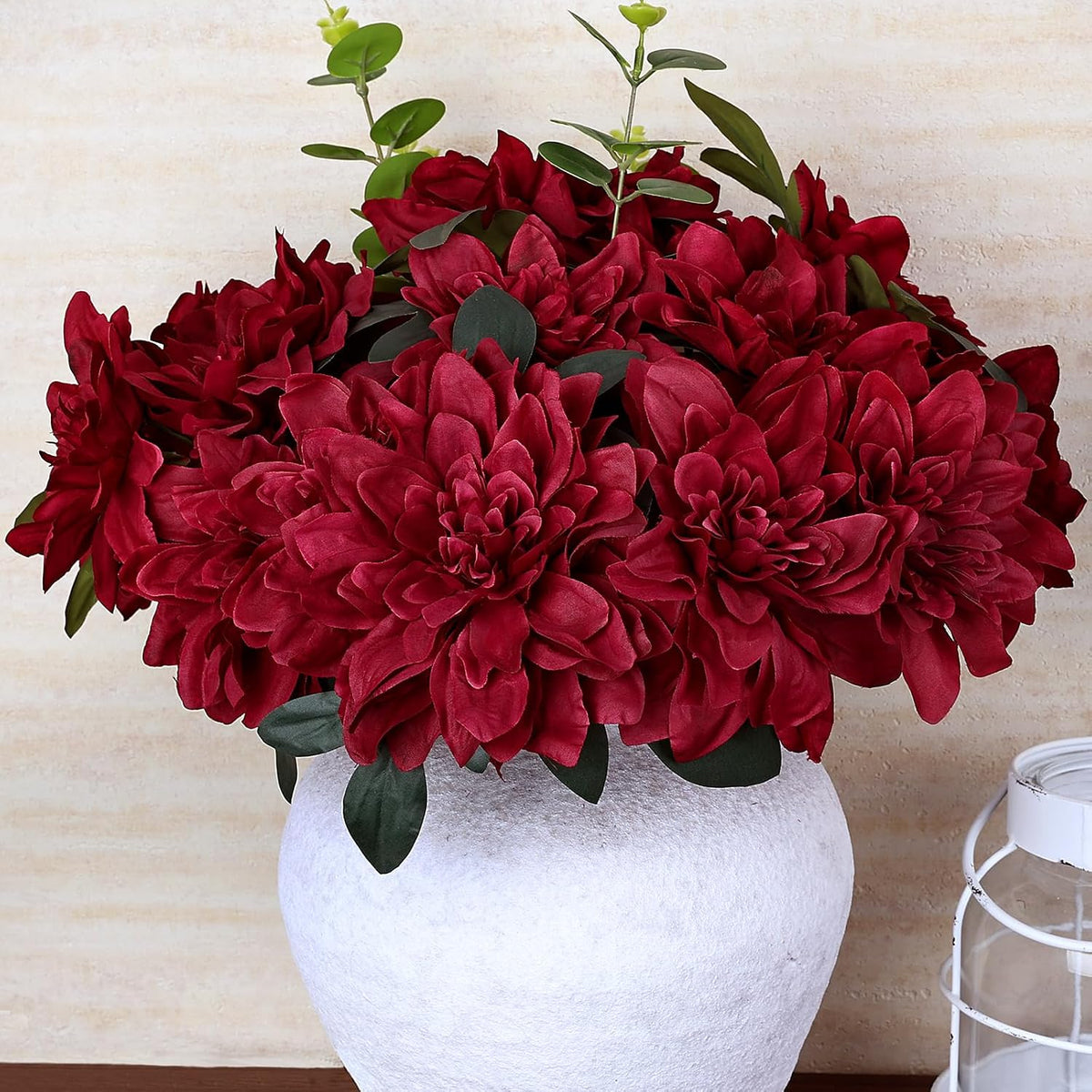 Navy Blue Dahlia Artificial Flowers with Stems, Silk, 24 PCS