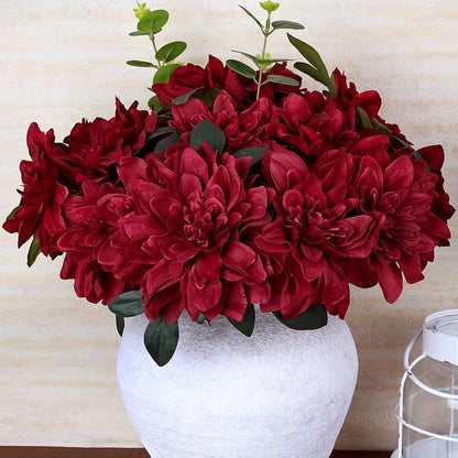 Navy Blue Dahlia Artificial Flowers with Stems, Silk, 24 PCS