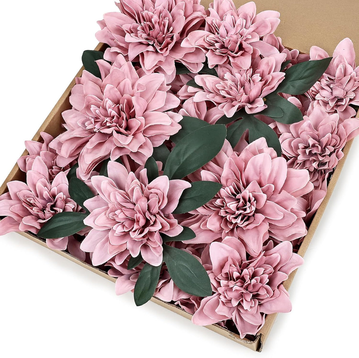 Navy Blue Dahlia Artificial Flowers with Stems, Silk, 24 PCS