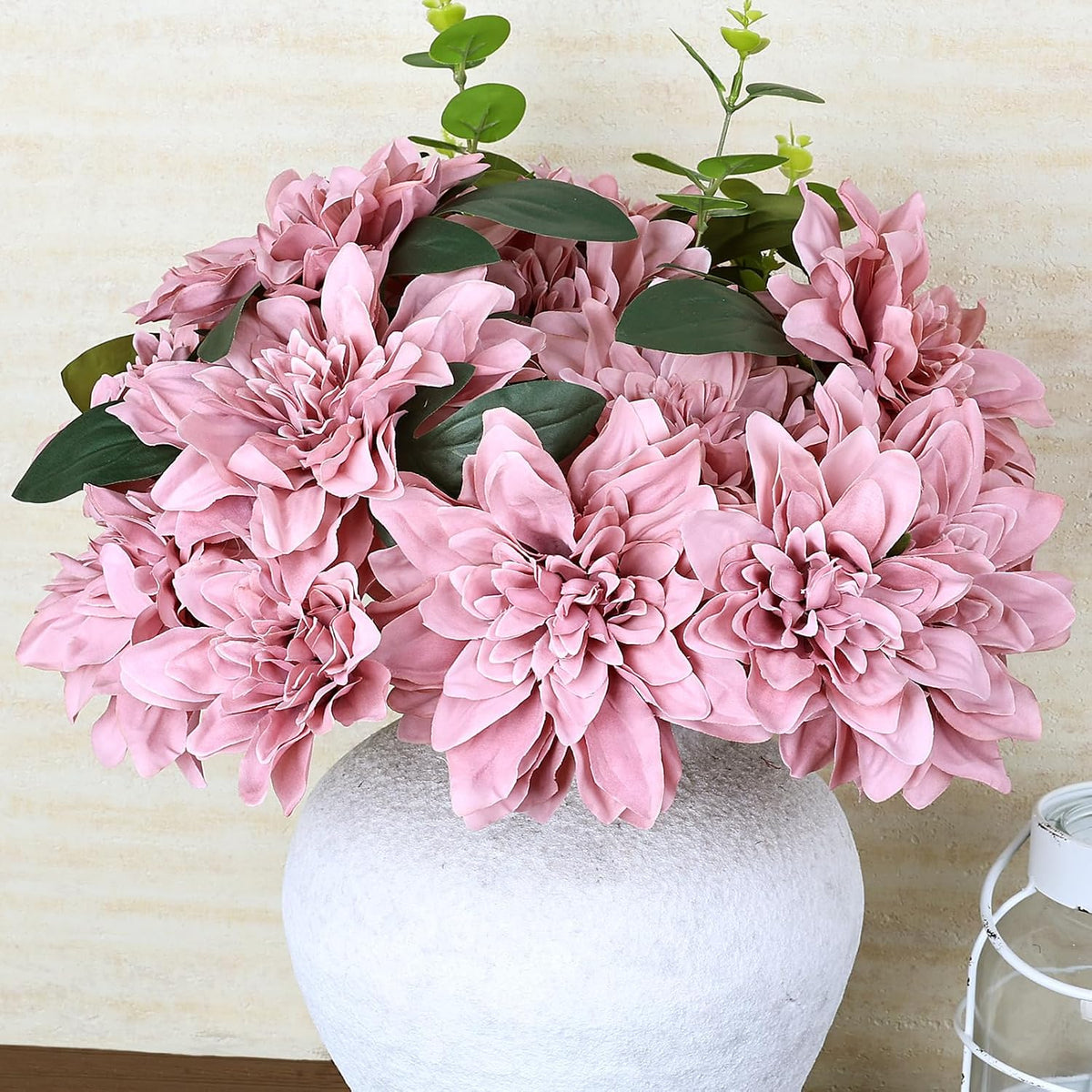 Navy Blue Dahlia Artificial Flowers with Stems, Silk, 24 PCS