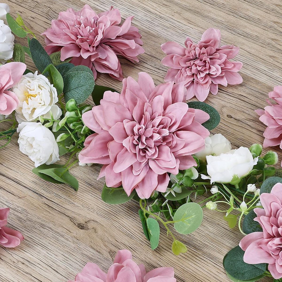 Navy Blue Dahlia Artificial Flowers with Stems, Silk, 24 PCS