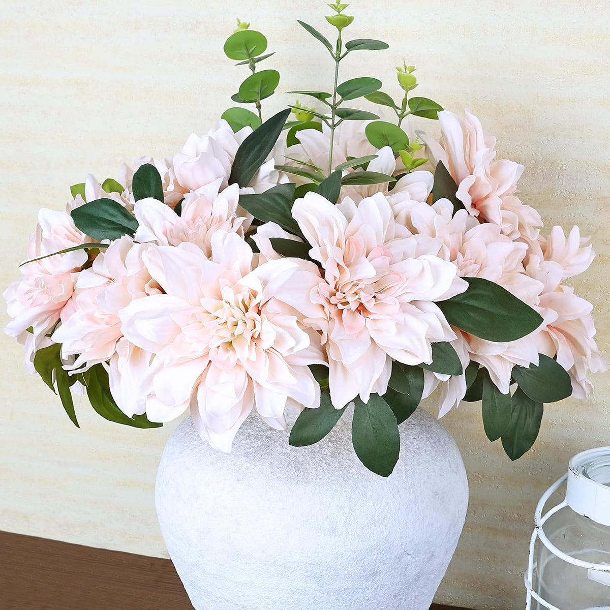 Navy Blue Dahlia Artificial Flowers with Stems, Silk, 24 PCS