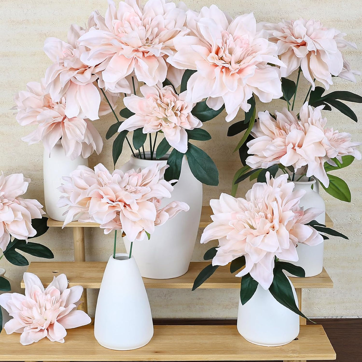 Navy Blue Dahlia Artificial Flowers with Stems, Silk, 24 PCS
