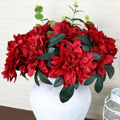 Navy Blue Dahlia Artificial Flowers with Stems, Silk, 24 PCS