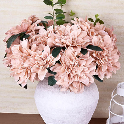Navy Blue Dahlia Artificial Flowers with Stems, Silk, 24 PCS
