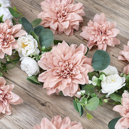 Navy Blue Dahlia Artificial Flowers with Stems, Silk, 24 PCS