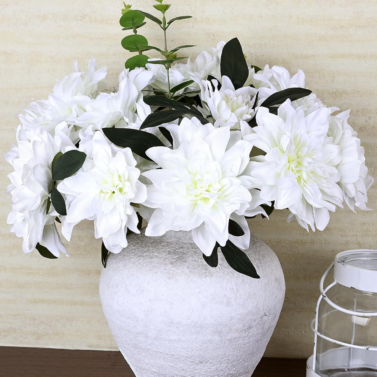 Navy Blue Dahlia Artificial Flowers with Stems, Silk, 24 PCS