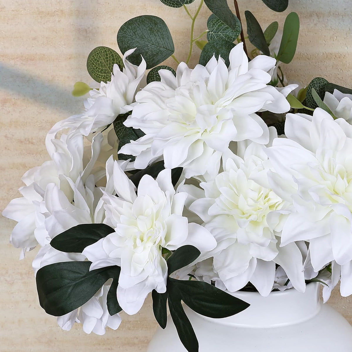 Navy Blue Dahlia Artificial Flowers with Stems, Silk, 24 PCS