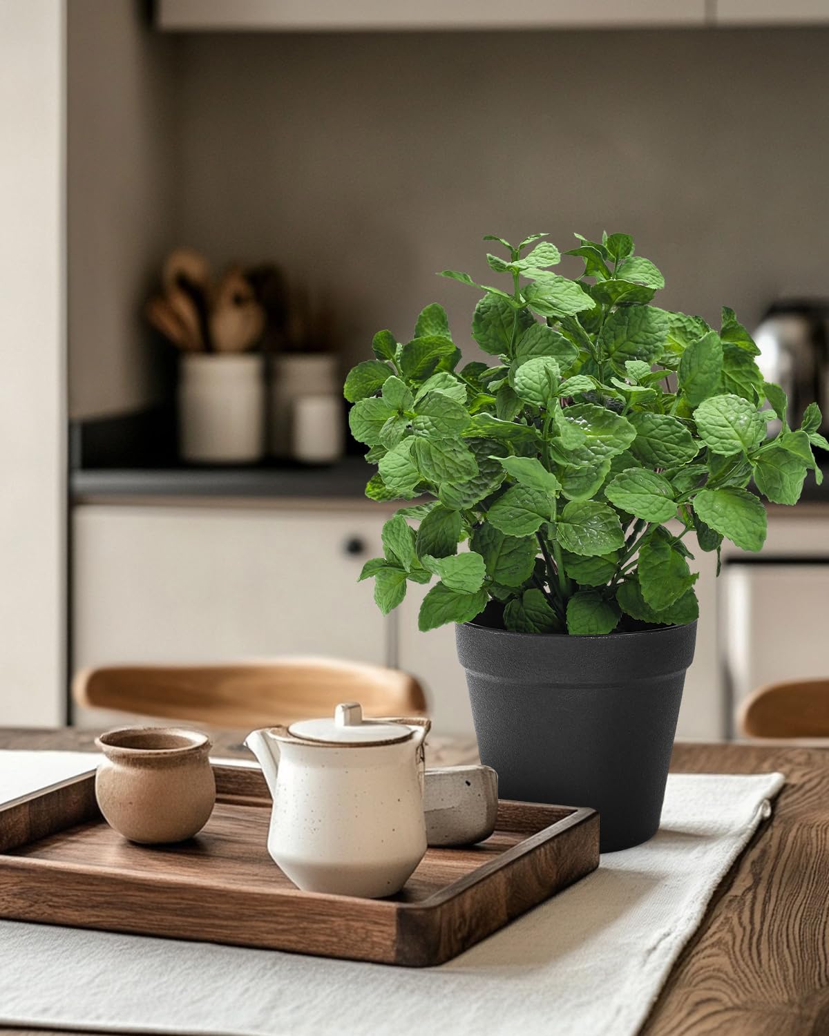 Small Fake Plants Mint Artificial Potted Plants,Green