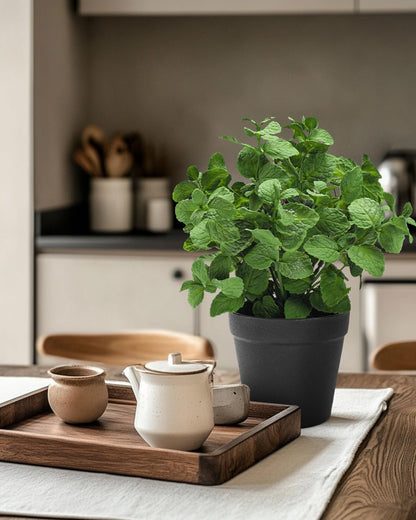 Small Fake Plants Mint Artificial Potted Plants,Green