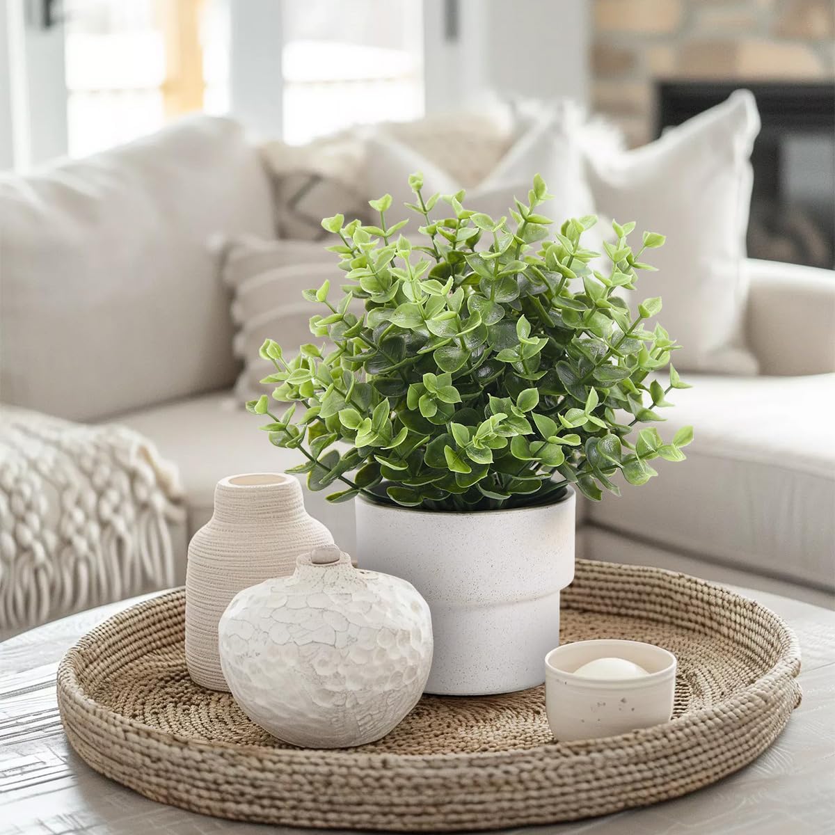 Small Fake Plants Mint Artificial Potted Plants,Green