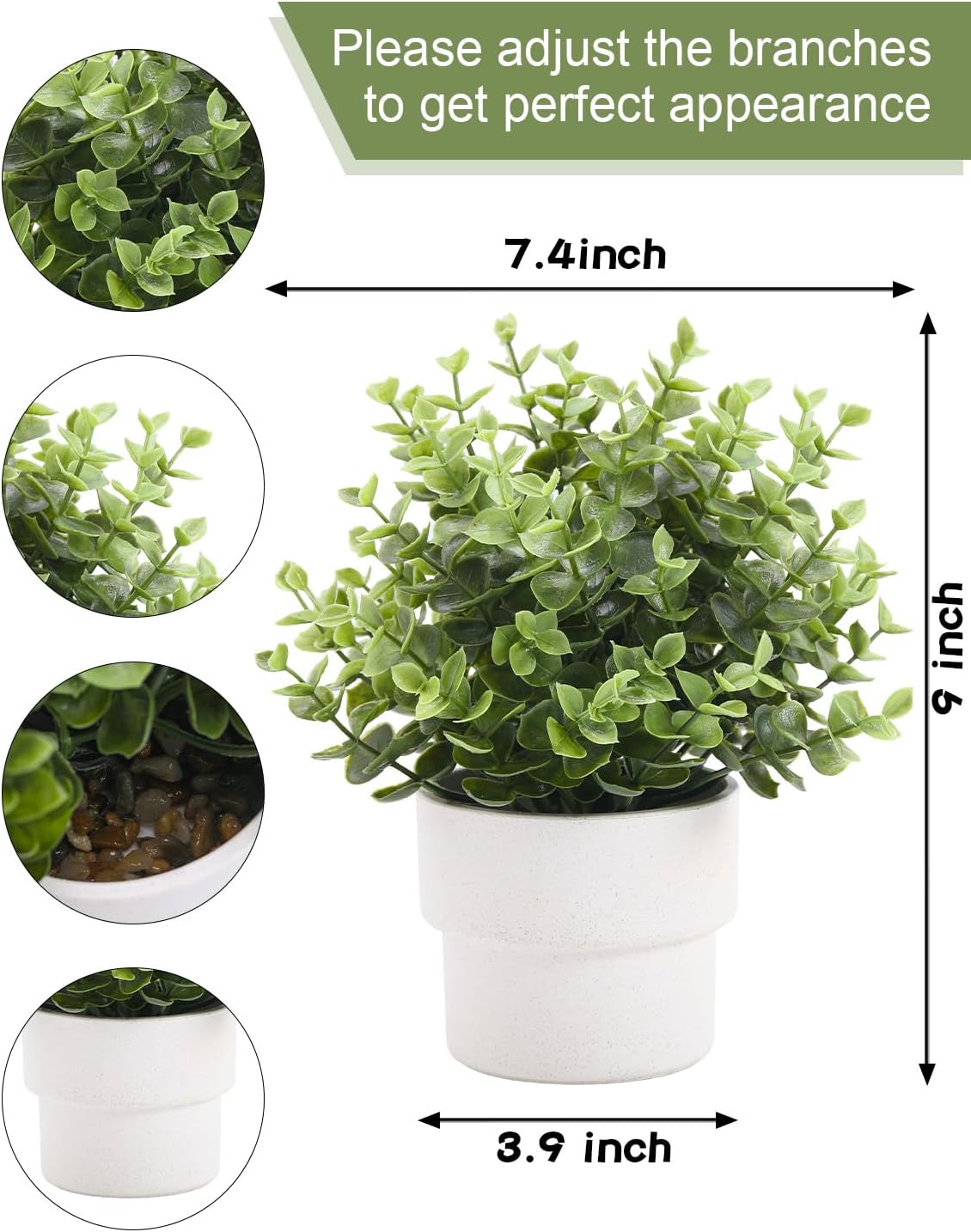 Small Fake Plants Mint Artificial Potted Plants,Green