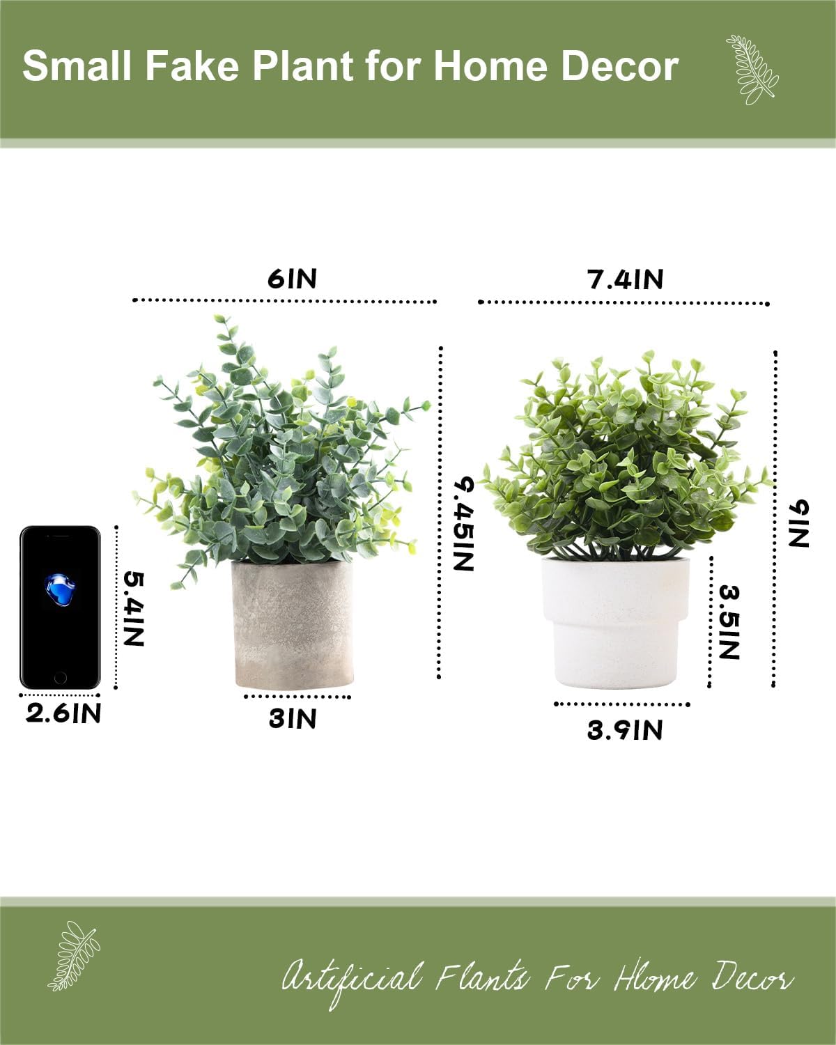 Small Fake Plants Mint Artificial Potted Plants,Green