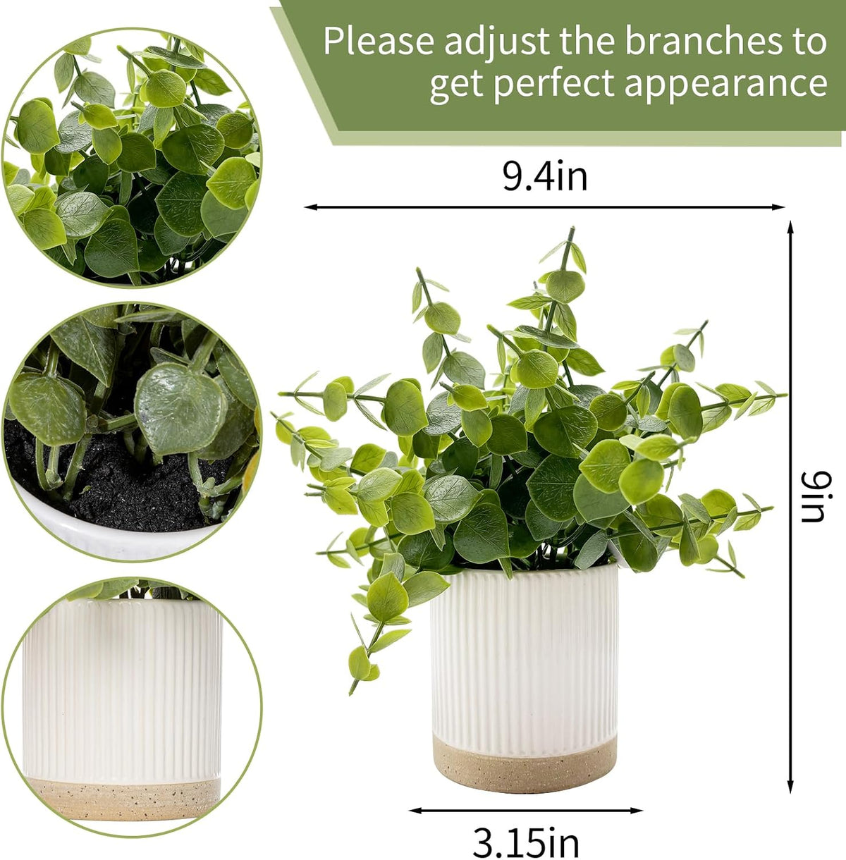 Small Fake Plants Mint Artificial Potted Plants,Green