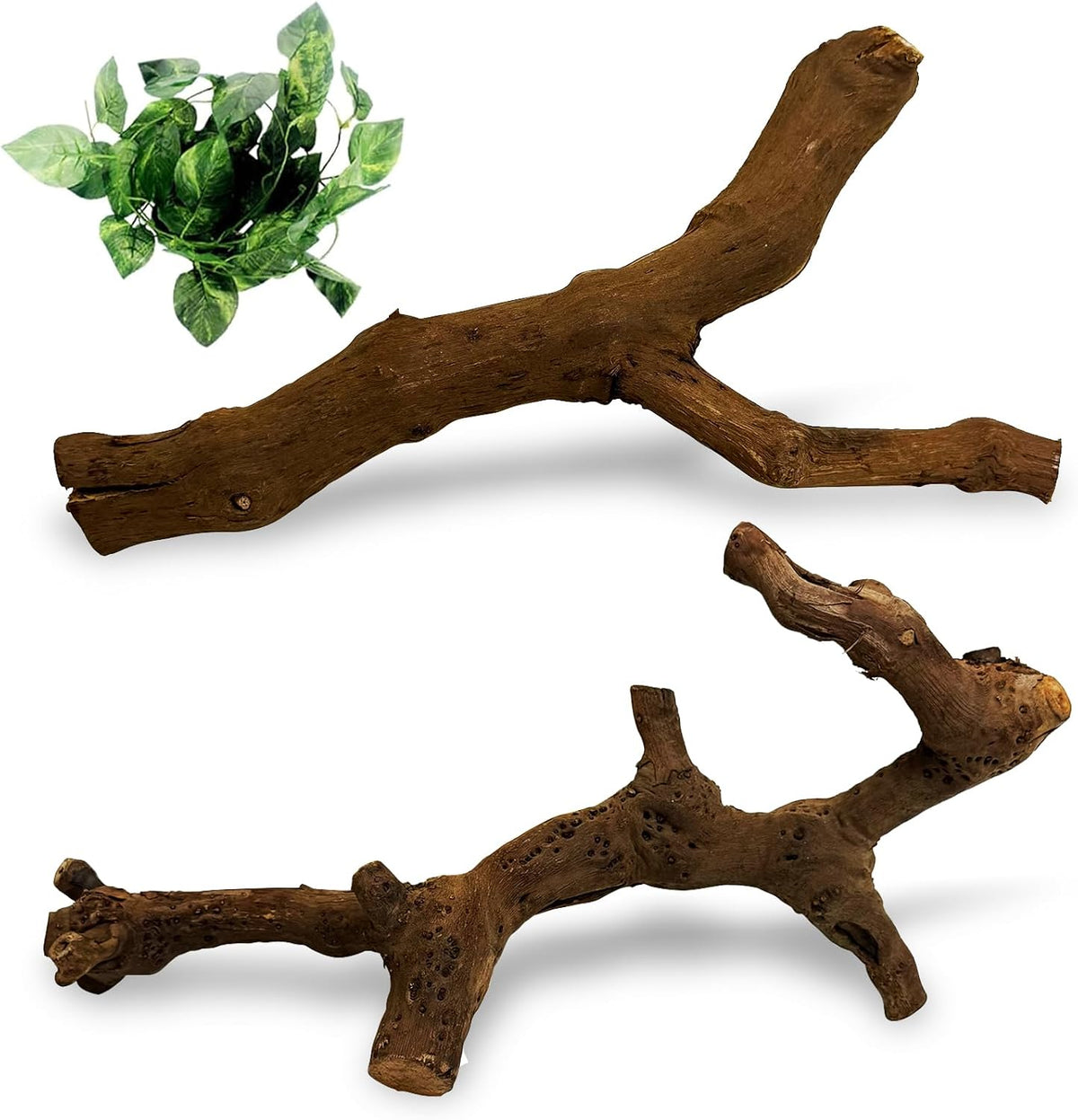 Snake Climbing Branch, 2Pcs Reptile Wood Natural Cork Log Tank Accessories Tree Trunk for Chameleon Bearded Dragon Gecko Snake Frog Spider