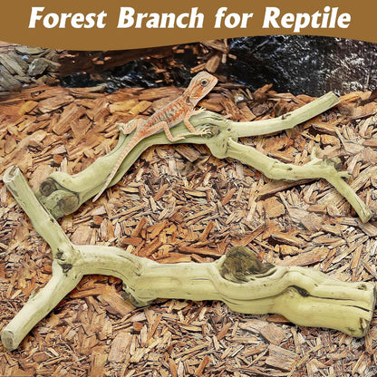 Snake Climbing Branch, 2Pcs Reptile Wood Natural Cork Log Tank Accessories Tree Trunk for Chameleon Bearded Dragon Gecko Snake Frog Spider