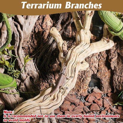 Snake Climbing Branch, 2Pcs Reptile Wood Natural Cork Log Tank Accessories Tree Trunk for Chameleon Bearded Dragon Gecko Snake Frog Spider