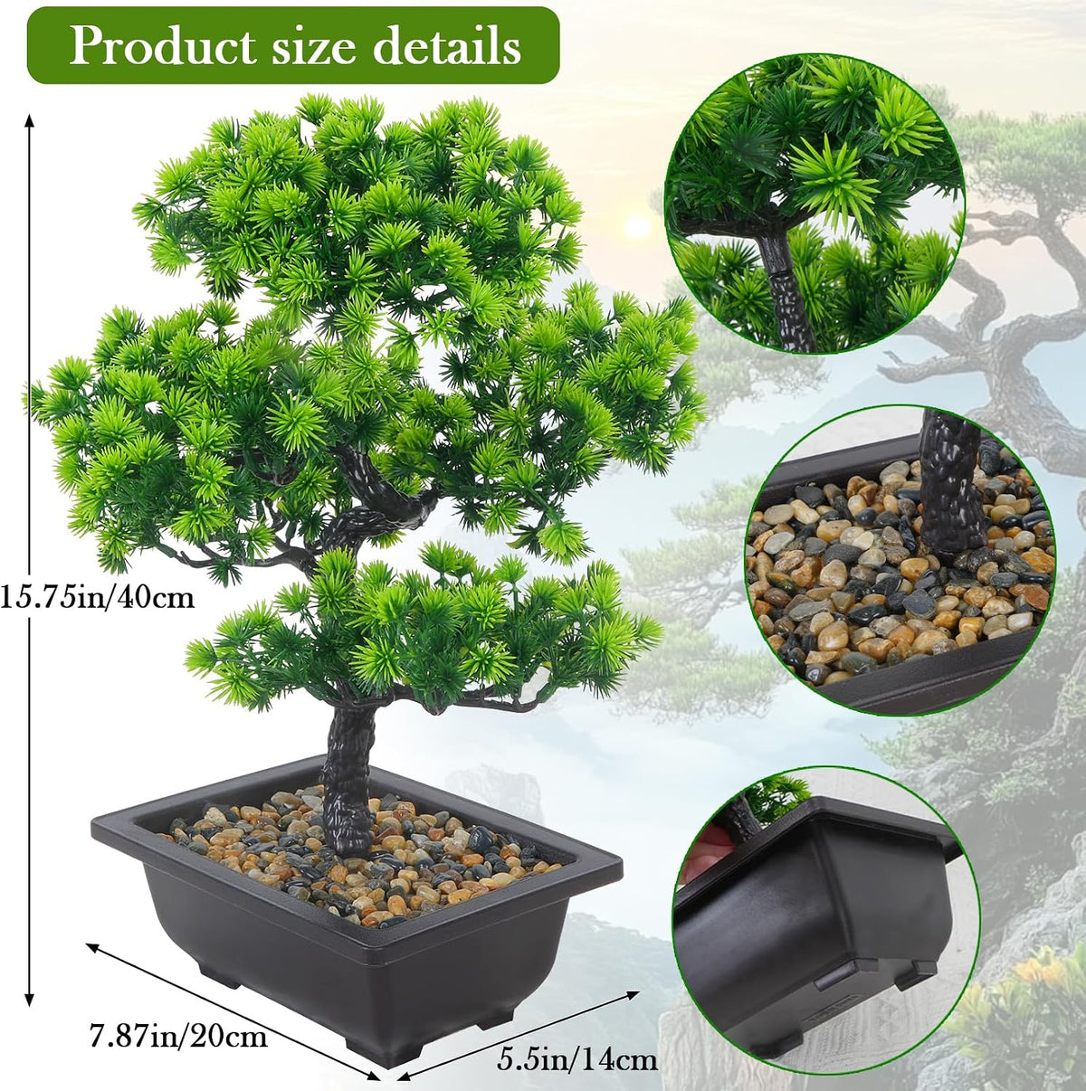 15.8" Artificial Bonsai Tree in Pot Mini Desk Plant Indoor Decor