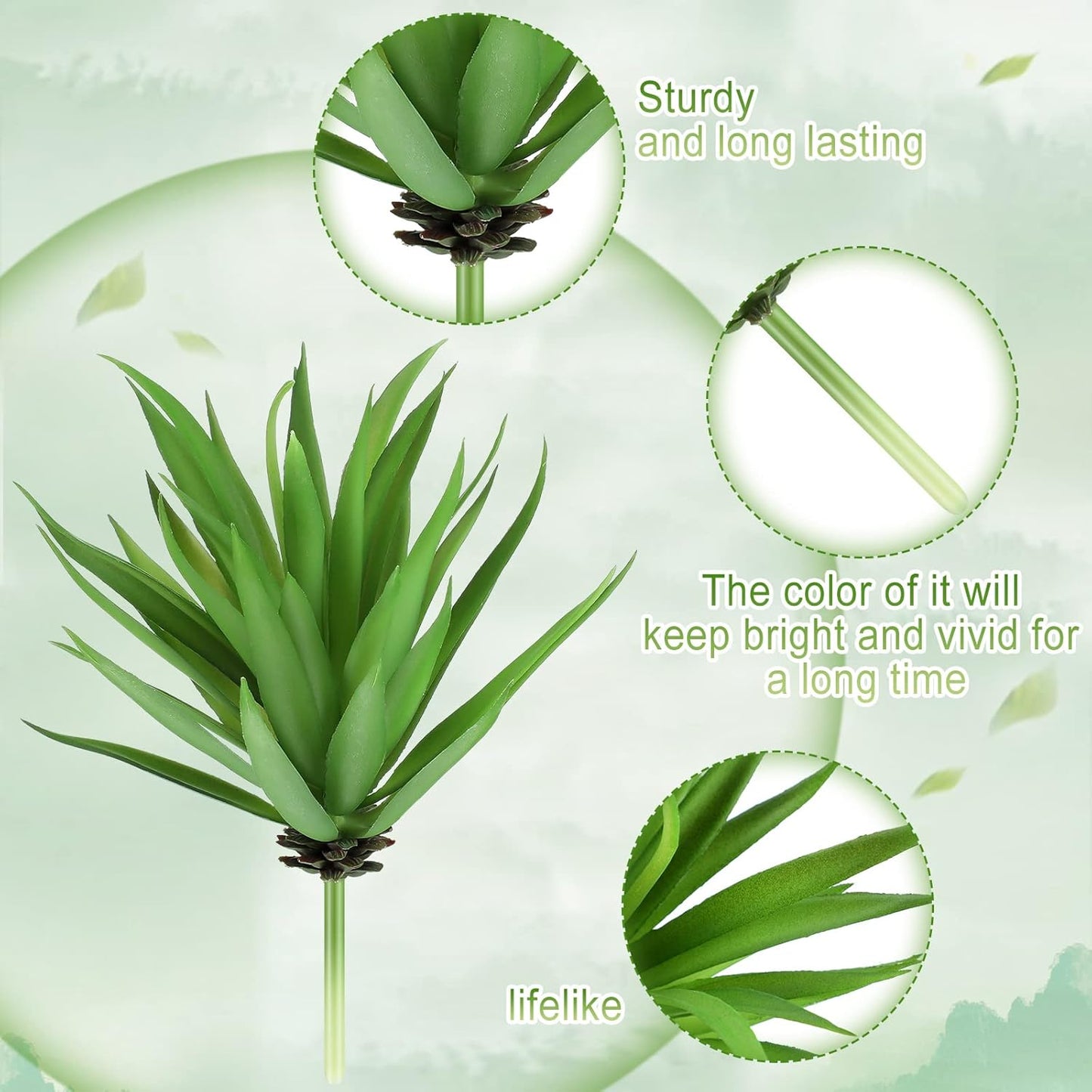 8 Pcs Artificial Succulents Plants Faux Succulents Unpotted Yucca Lifelike Touch Agave Plant Fake for DIY Garden Home Office Outdoor Decoration (Green)