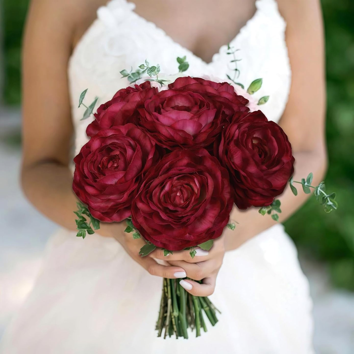 6PCS Pink Ranunculus Artificial Flowers Real Touch Peonies Fake Ranunculus Stems for DIY Wedding Bouquet Party Table Home Decor(Deep Pink)