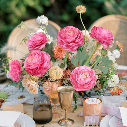 6PCS Pink Ranunculus Artificial Flowers Real Touch Peonies Fake Ranunculus Stems for DIY Wedding Bouquet Party Table Home Decor(Deep Pink)