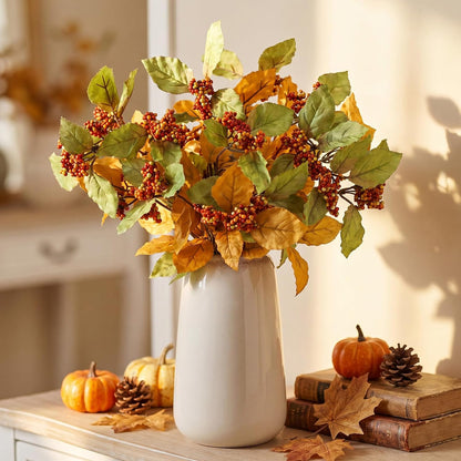 Thiccywoov 6 Pack Artificial Fall Maple Tree Stems Fall Flower Picks for Floral Arrangements for Autumn Thanksgiving Home Table Centerpiece Decorations