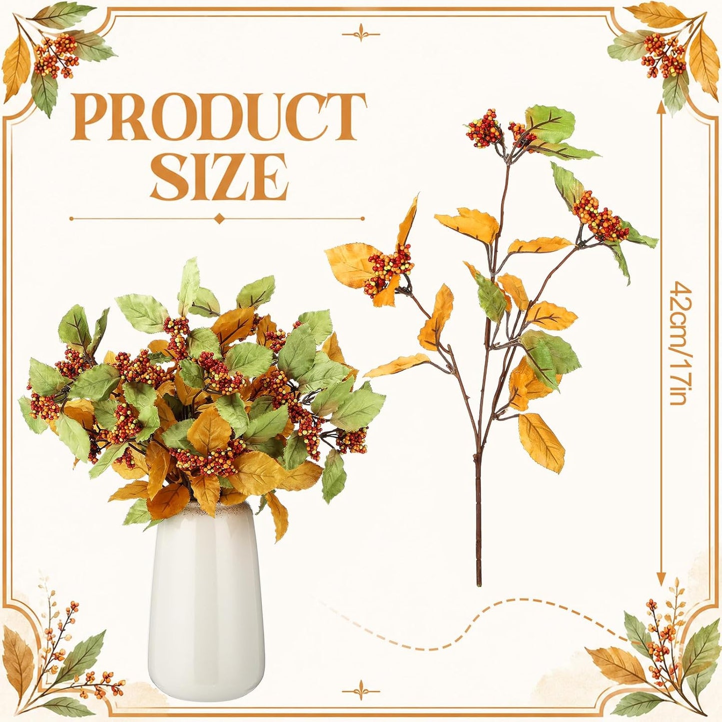 Thiccywoov 6 Pack Artificial Fall Maple Tree Stems Fall Flower Picks for Floral Arrangements for Autumn Thanksgiving Home Table Centerpiece Decorations