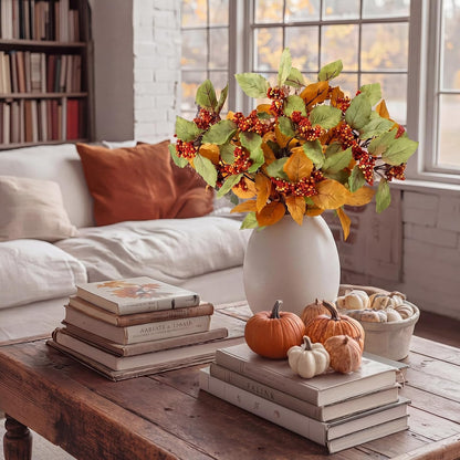 Thiccywoov 6 Pack Artificial Fall Maple Tree Stems Fall Flower Picks for Floral Arrangements for Autumn Thanksgiving Home Table Centerpiece Decorations