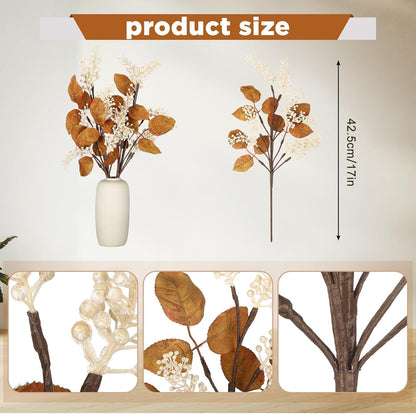 Thiccywoov 6 Pack Artificial Fall Maple Tree Stems Fall Flower Picks for Floral Arrangements for Autumn Thanksgiving Home Table Centerpiece Decorations