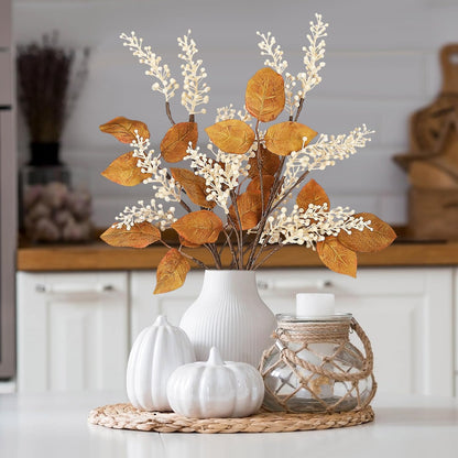 Thiccywoov 6 Pack Artificial Fall Maple Tree Stems Fall Flower Picks for Floral Arrangements for Autumn Thanksgiving Home Table Centerpiece Decorations