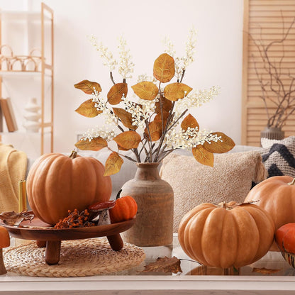 Thiccywoov 6 Pack Artificial Fall Maple Tree Stems Fall Flower Picks for Floral Arrangements for Autumn Thanksgiving Home Table Centerpiece Decorations