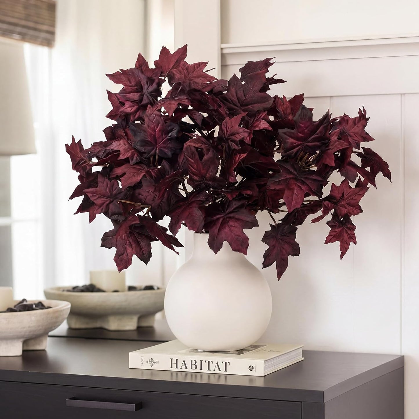 Thiccywoov 6 Pack Artificial Fall Maple Tree Stems Fall Flower Picks for Floral Arrangements for Autumn Thanksgiving Home Table Centerpiece Decorations