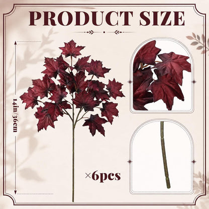 Thiccywoov 6 Pack Artificial Fall Maple Tree Stems Fall Flower Picks for Floral Arrangements for Autumn Thanksgiving Home Table Centerpiece Decorations