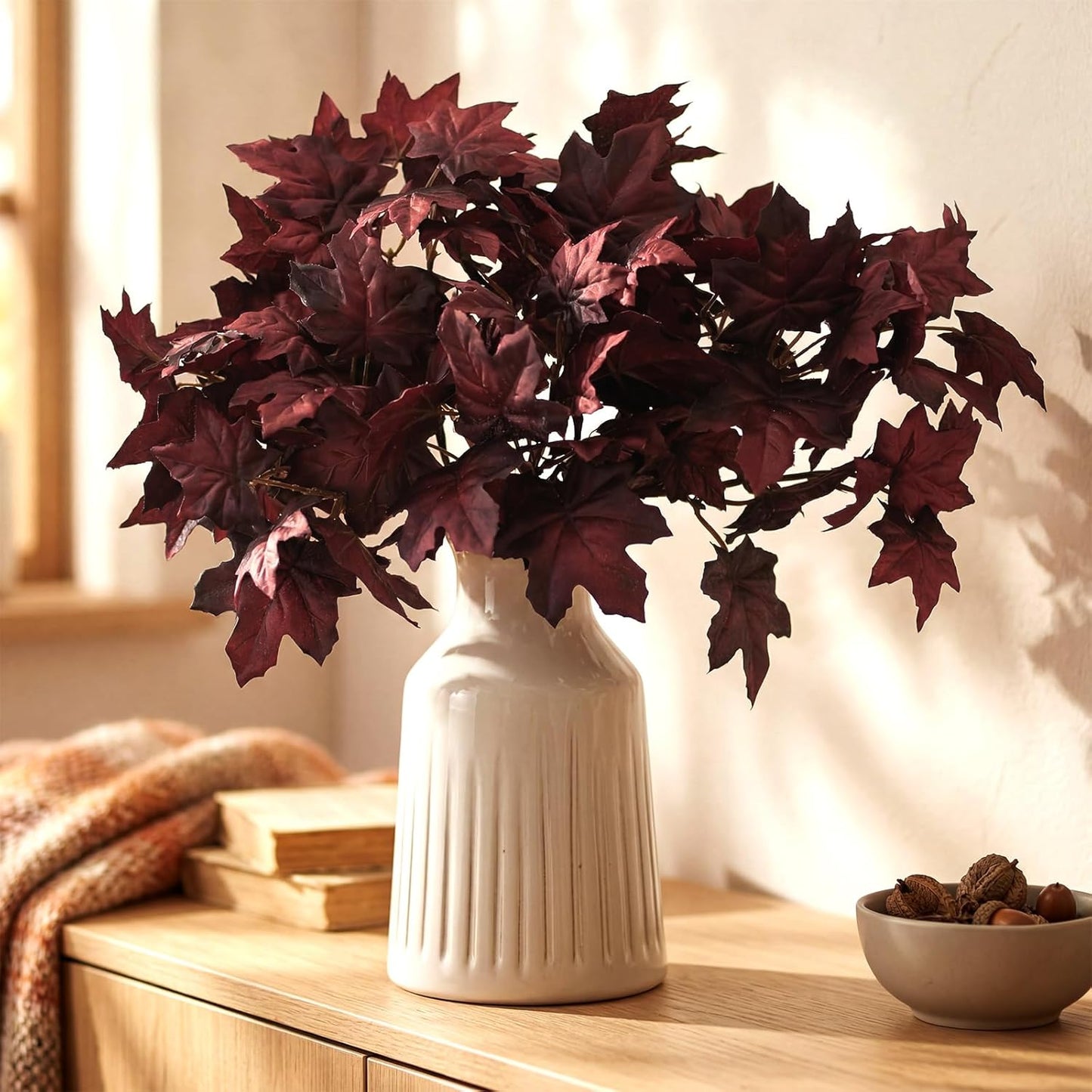 Thiccywoov 6 Pack Artificial Fall Maple Tree Stems Fall Flower Picks for Floral Arrangements for Autumn Thanksgiving Home Table Centerpiece Decorations
