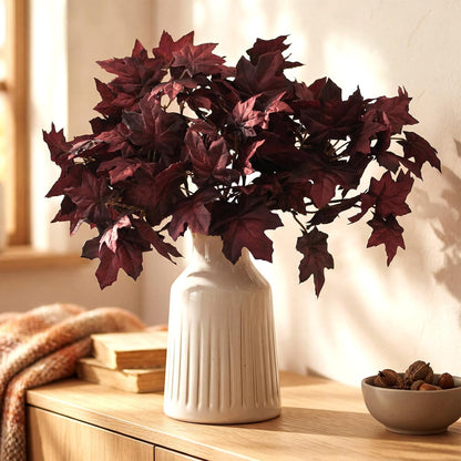 Thiccywoov 6 Pack Artificial Fall Maple Tree Stems Fall Flower Picks for Floral Arrangements for Autumn Thanksgiving Home Table Centerpiece Decorations