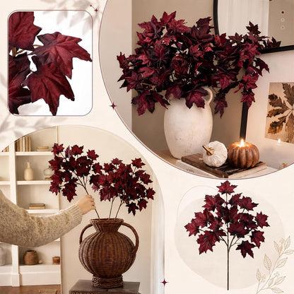 Thiccywoov 6 Pack Artificial Fall Maple Tree Stems Fall Flower Picks for Floral Arrangements for Autumn Thanksgiving Home Table Centerpiece Decorations