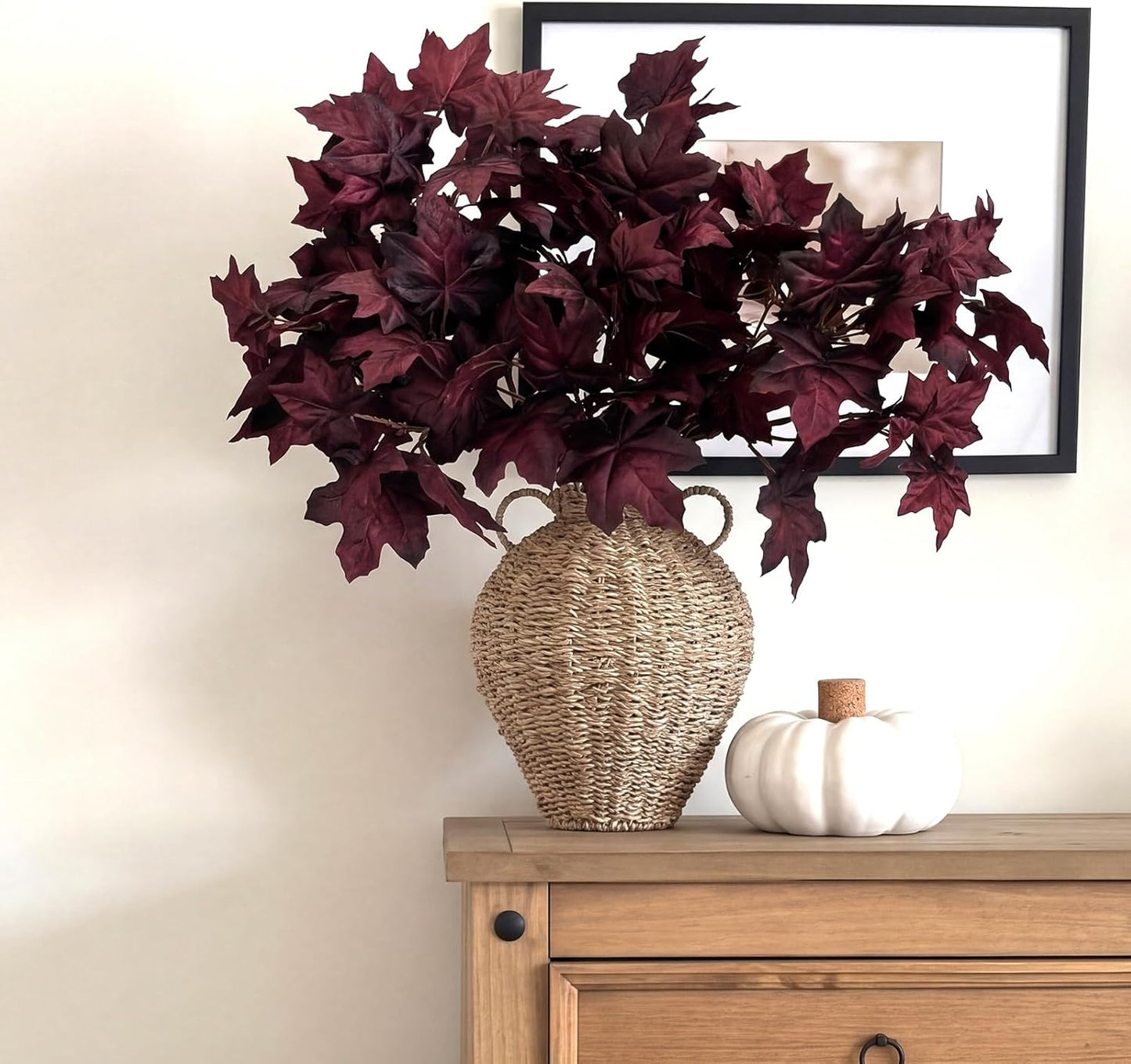 Thiccywoov 6 Pack Artificial Fall Maple Tree Stems Fall Flower Picks for Floral Arrangements for Autumn Thanksgiving Home Table Centerpiece Decorations