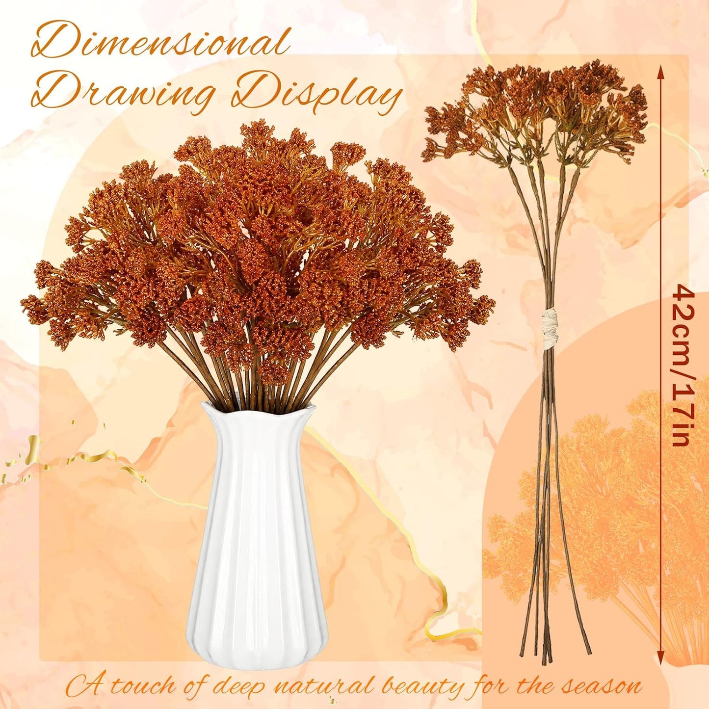 Thiccywoov 6 Pack Artificial Fall Maple Tree Stems Fall Flower Picks for Floral Arrangements for Autumn Thanksgiving Home Table Centerpiece Decorations