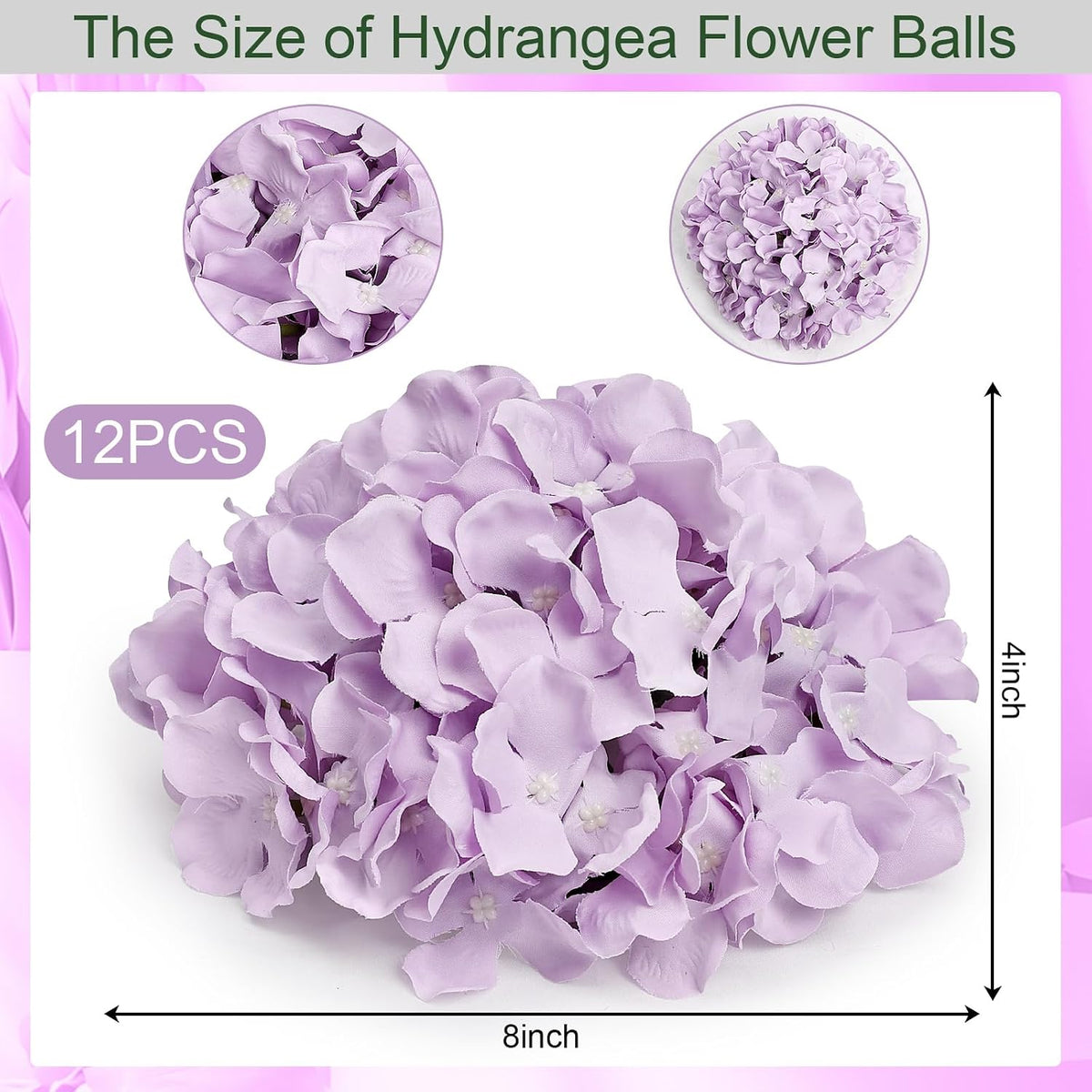 Lilac Hydrangea Flower Balls for Centerpieces - 12 PCS