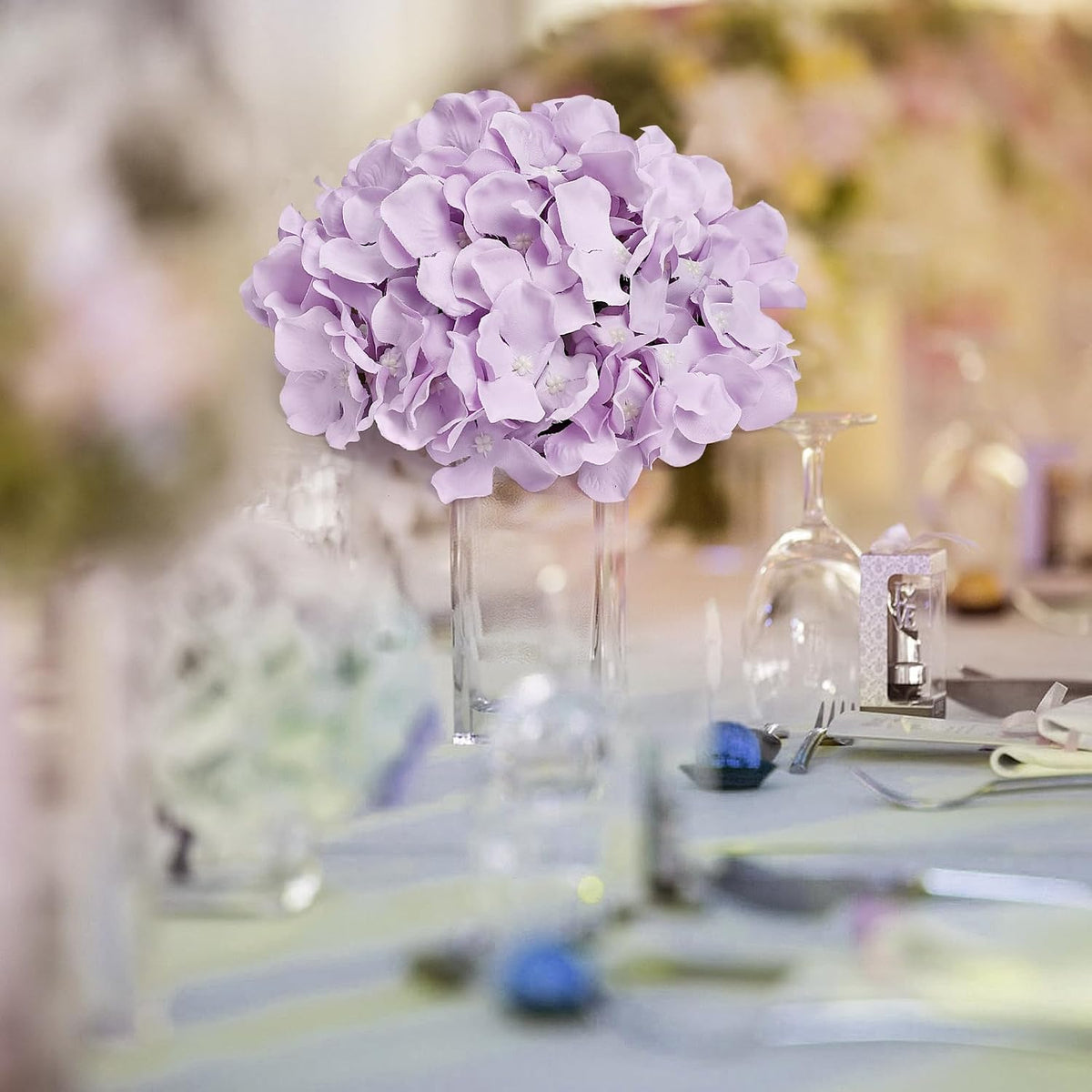 Lilac Hydrangea Flower Balls for Centerpieces - 12 PCS