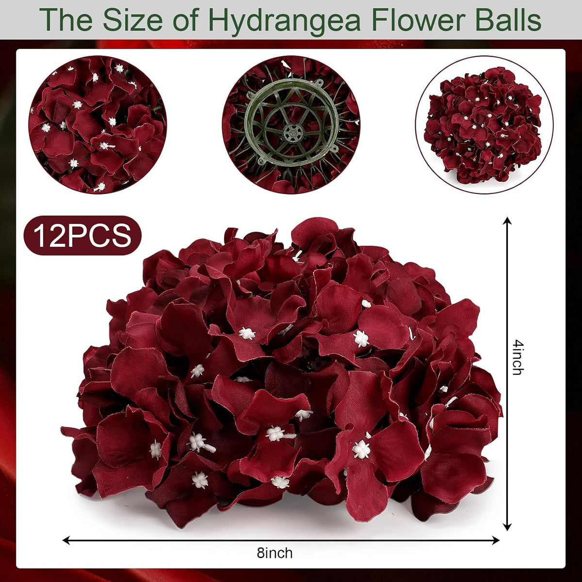 Lilac Hydrangea Flower Balls for Centerpieces - 12 PCS