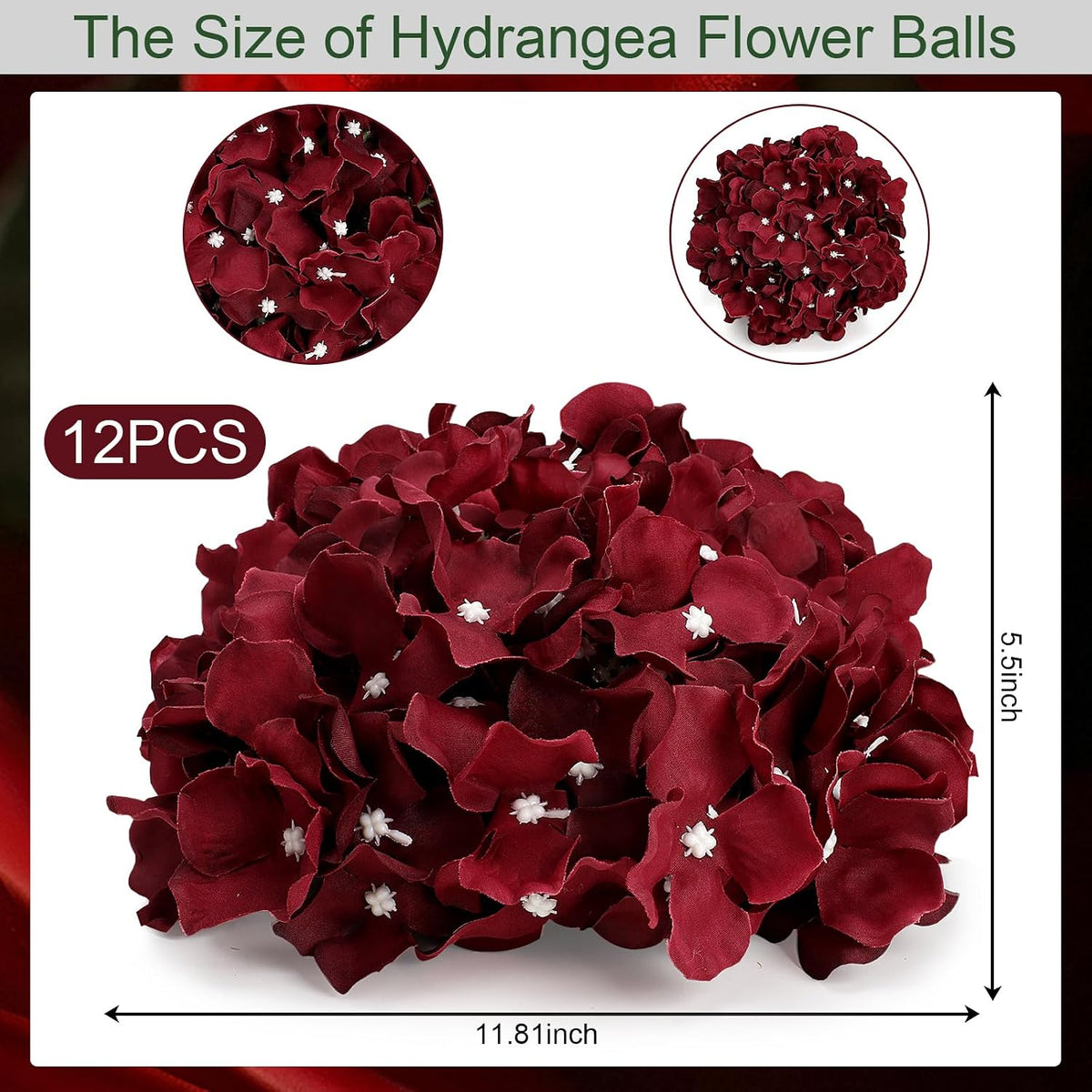 Lilac Hydrangea Flower Balls for Centerpieces - 12 PCS