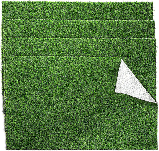 4 Pack Artificial Grass Guinea Pig Pee Pads, 15.7 × 23.6 Inch Fake Grass Rug Rabbit Grass Mat Dog Grass Pee Pads Artificial Turf Pet Grass Mat, Reusable Puppy Training Turf Mat