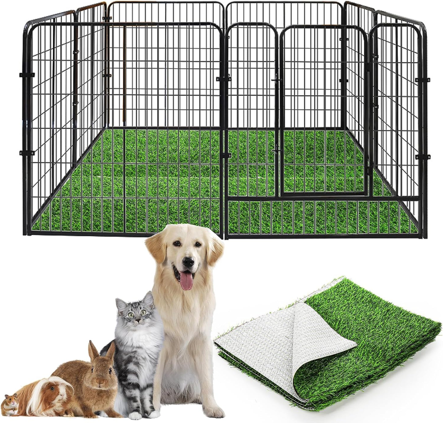 4 Pack Artificial Grass Guinea Pig Pee Pads, 15.7 × 23.6 Inch Fake Grass Rug Rabbit Grass Mat Dog Grass Pee Pads Artificial Turf Pet Grass Mat, Reusable Puppy Training Turf Mat