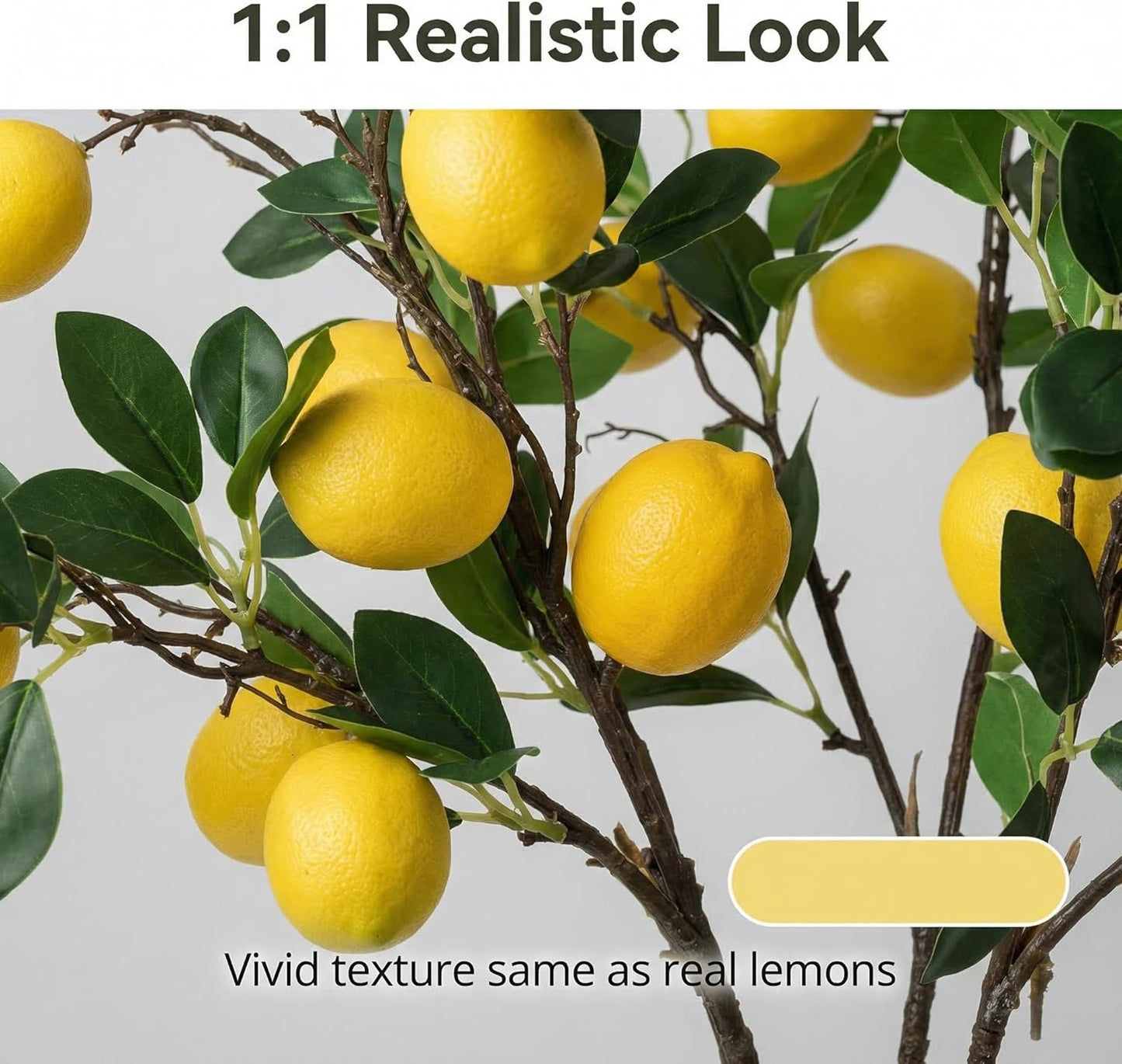 4 Pcs Artificial Lemon Tree Branches, 30 Inch | Realistic Faux Lemons Stems, Lemon Kitchen Decor, Lifelike Fake Lemons, For Home Table Vase & Lemon Decorations