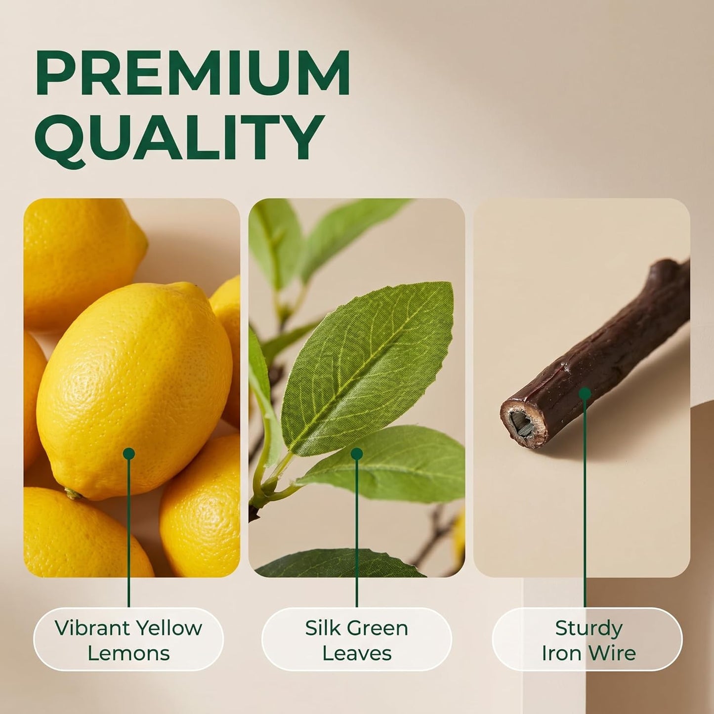 4 Pcs Artificial Lemon Tree Branches, 30 Inch | Realistic Faux Lemons Stems, Lemon Kitchen Decor, Lifelike Fake Lemons, For Home Table Vase & Lemon Decorations